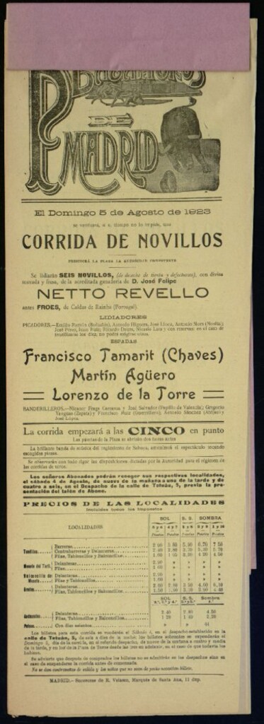 Miniatura de Plaza de Toros de Madrid, 5 de agosto de 1923