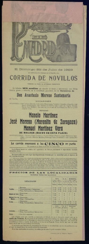 Miniatura de Plaza de Toros de Madrid, 22 de julio de 1923