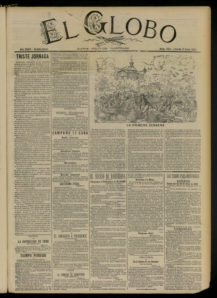 Miniatura de El Globo : diario ilustrado del 13 de junio de 1896, nº 7514