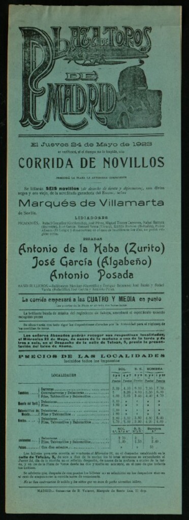Miniatura de Plaza de Toros de Madrid, 24 de mayo de 1923