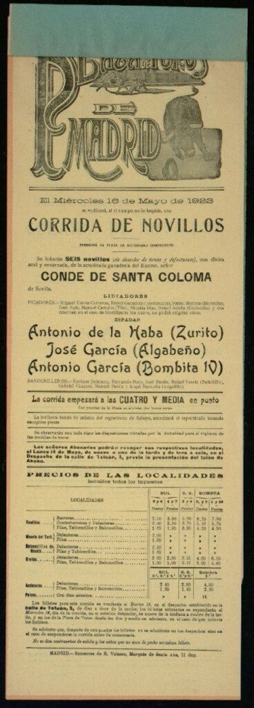 Miniatura de Plaza de Toros de Madrid, 16 de mayo de 1923