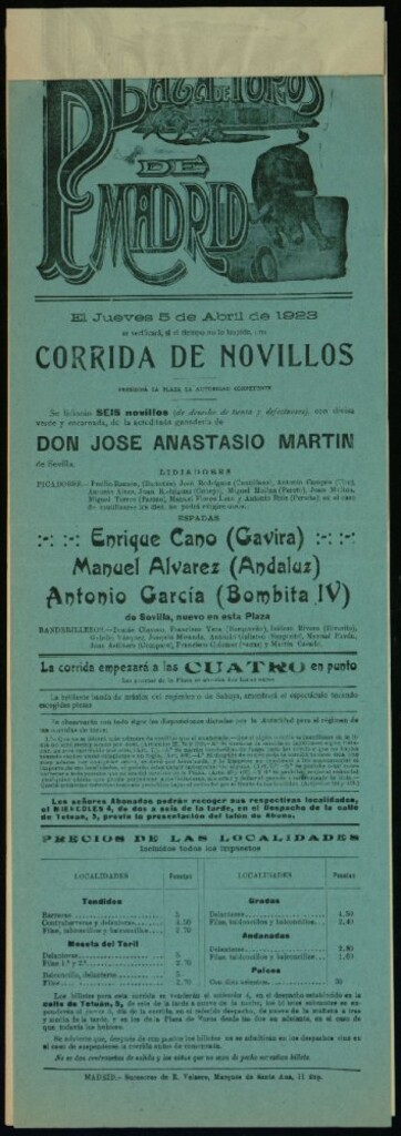 Miniatura de Plaza de Toros de Madrid, 5 de abril de 1923