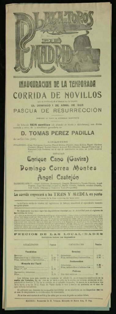 Miniatura de Plaza de Toros de Madrid, 1 de abril de 1923