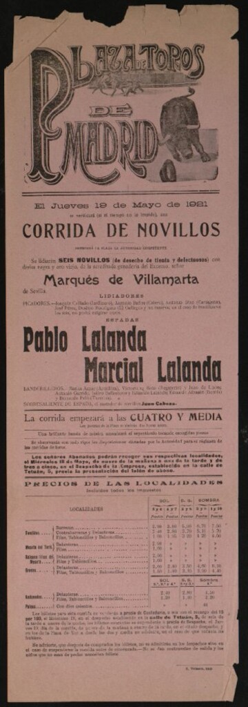 Miniatura de Plaza de Toros de Madrid, 19 de mayo de 1921