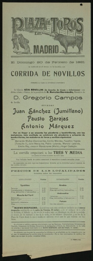 Miniatura de Plaza de Toros de Madrid, 20 de febrero de 1921