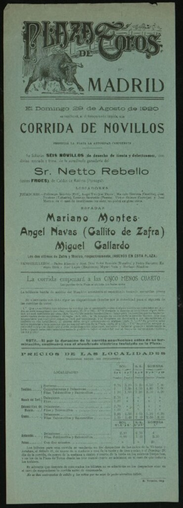 Miniatura de Plaza de Toros de Madrid, 29 de agosto de 1920