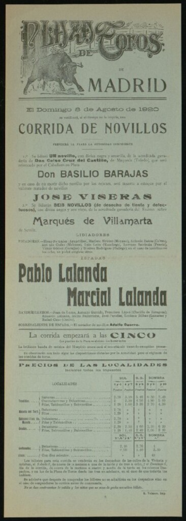 Miniatura de Plaza de Toros de Madrid, 8 de agosto de 1920
