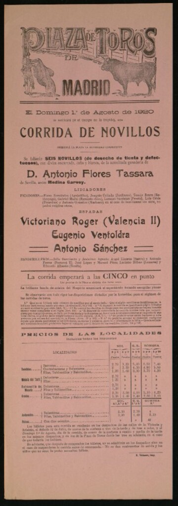 Miniatura de Plaza de Toros de Madrid, 1 de agosto de 1920