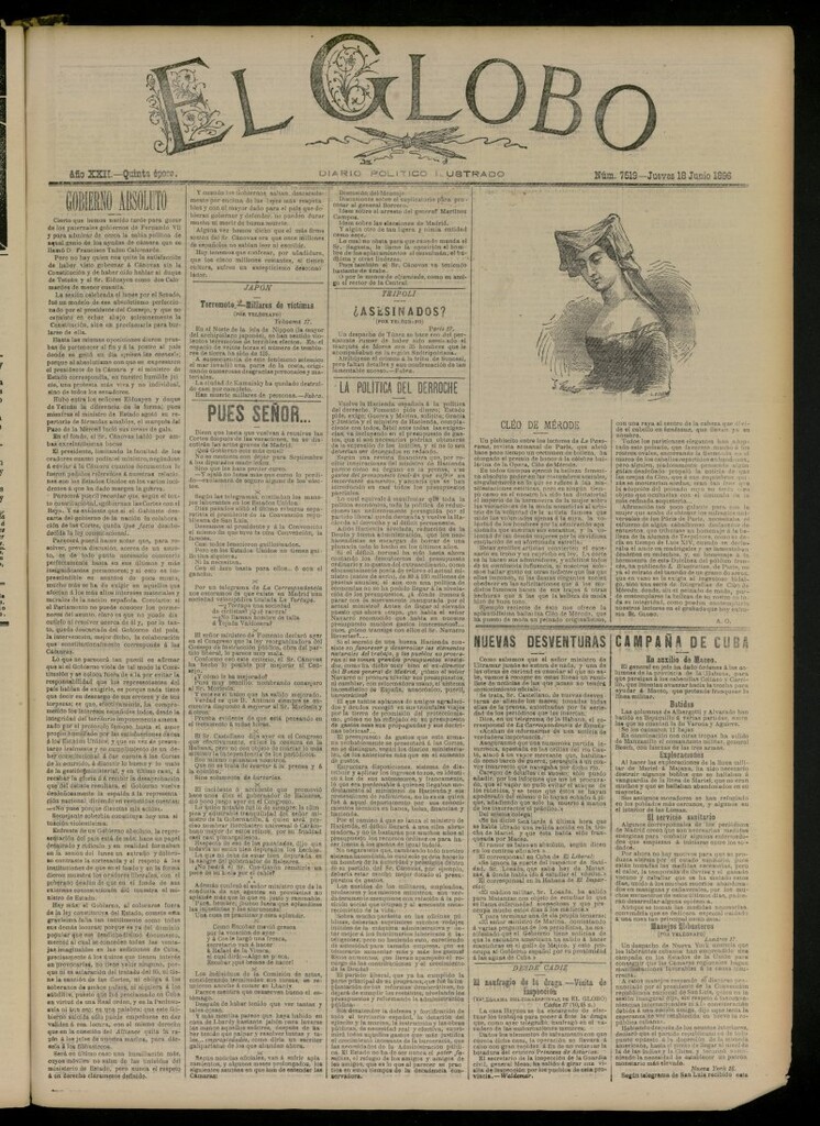 Miniatura de El Globo : diario ilustrado del 18 de junio de 1896, nº 7519