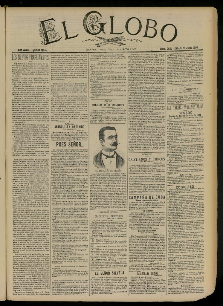Miniatura de El Globo : diario ilustrado del 20 de junio de 1896, nº 7521