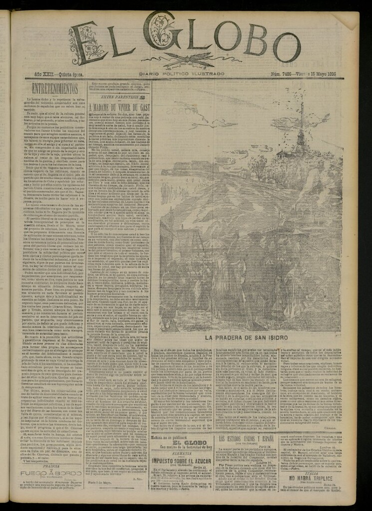 Miniatura de El Globo : diario ilustrado del 15 de mayo de 1896, nº 7486