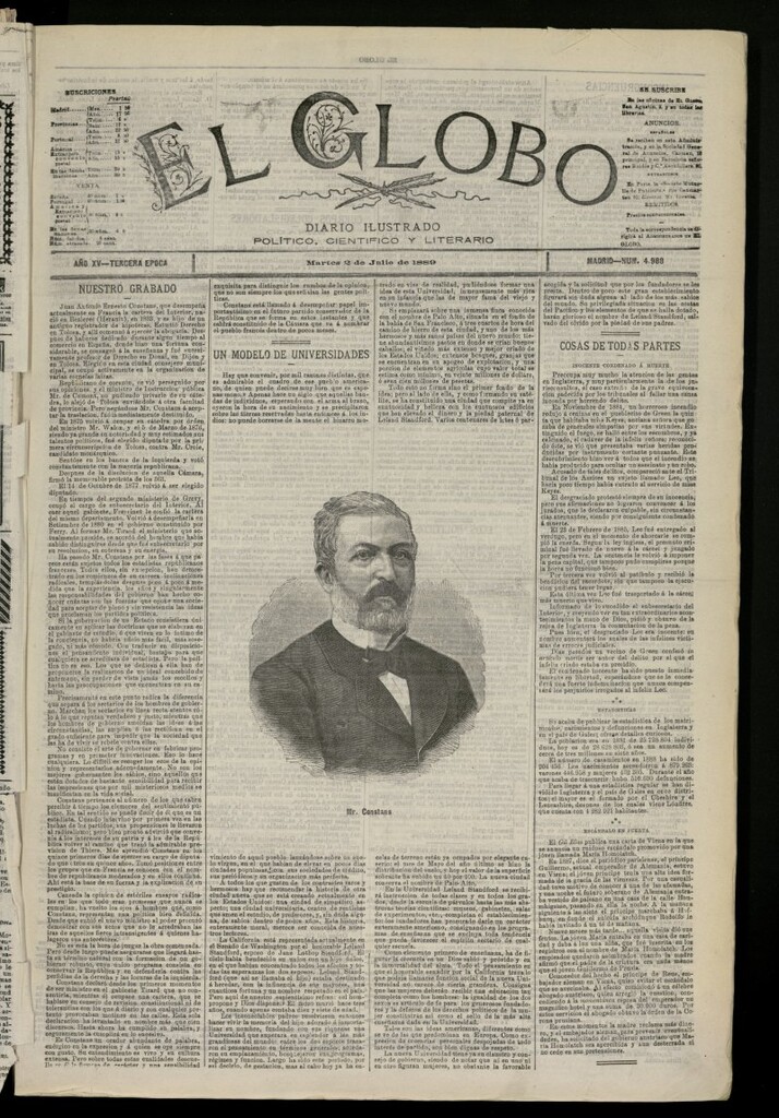 Miniatura de El Globo : diario ilustrado del 2 de julio de 1889, nº 4988