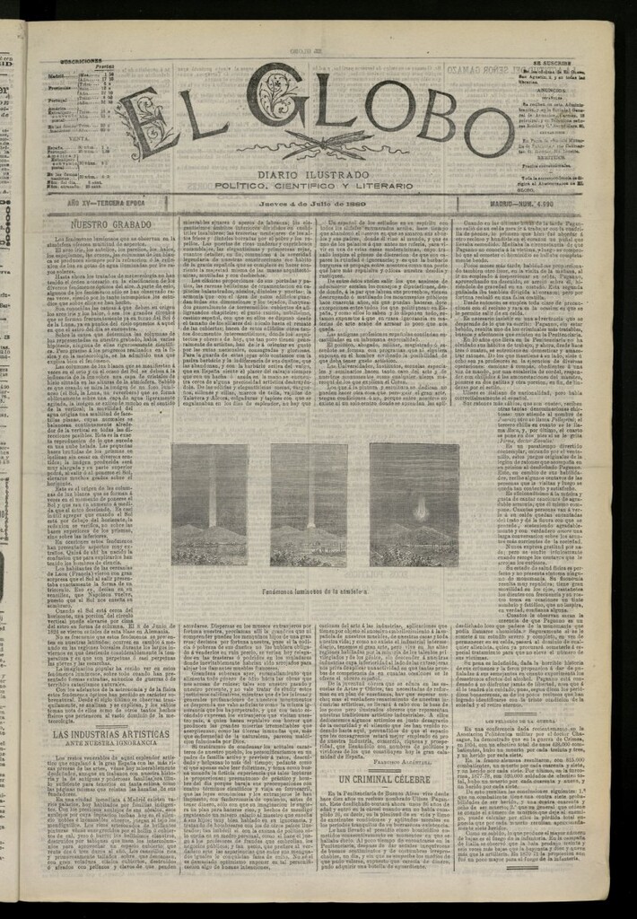 Miniatura de El Globo : diario ilustrado del 4 de julio de 1889, nº 4990