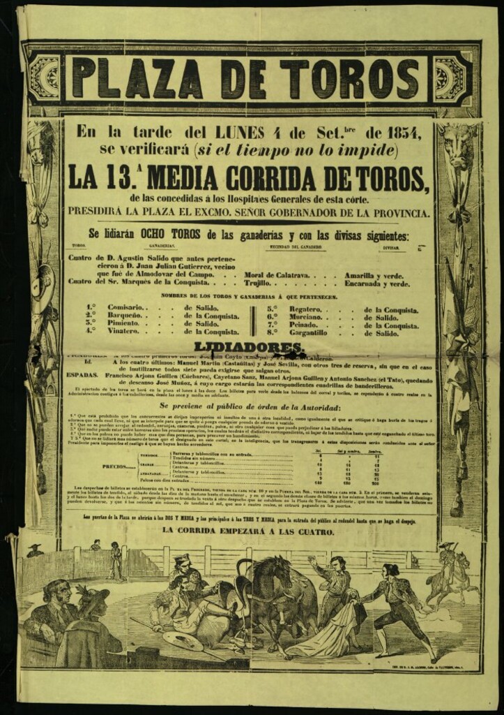 Miniatura de Plaza de Toros de Madrid, 4 de septiembre de 1854