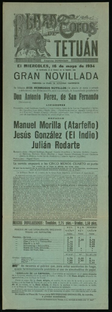 Miniatura de Plaza de Toros de Tetuán, miércoles 16 de mayo de 1934