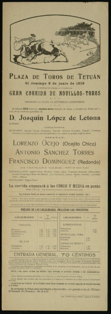 Miniatura de Plaza de Toros de Tetuán, domingo 9 de junio de 1918