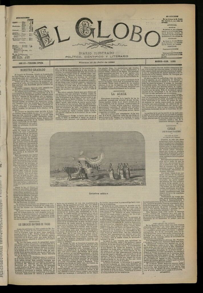 Miniatura de El Globo : diario ilustrado del 19 de julio de 1889, nº 5005