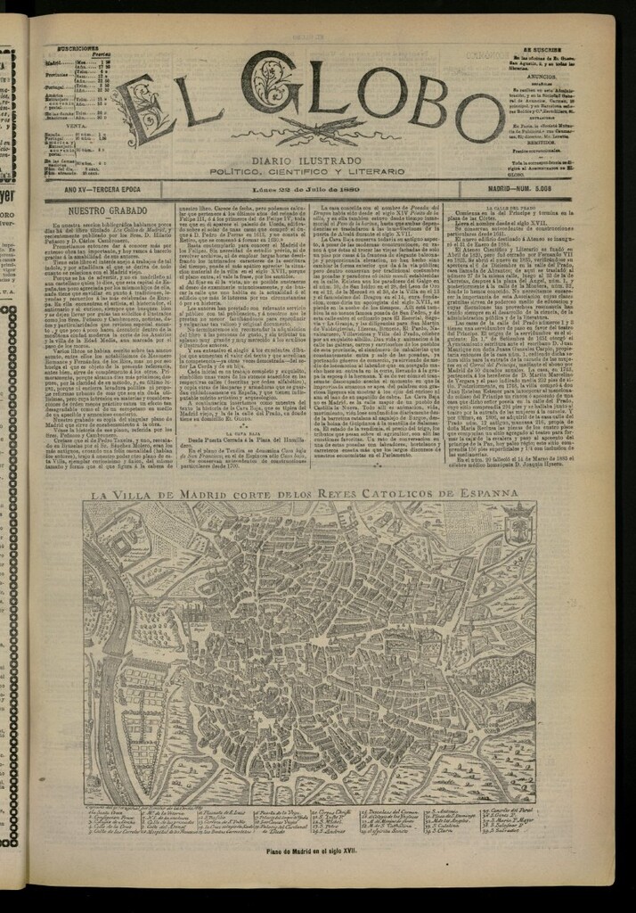 Miniatura de El Globo : diario ilustrado del 22 de julio de 1889, nº 5008