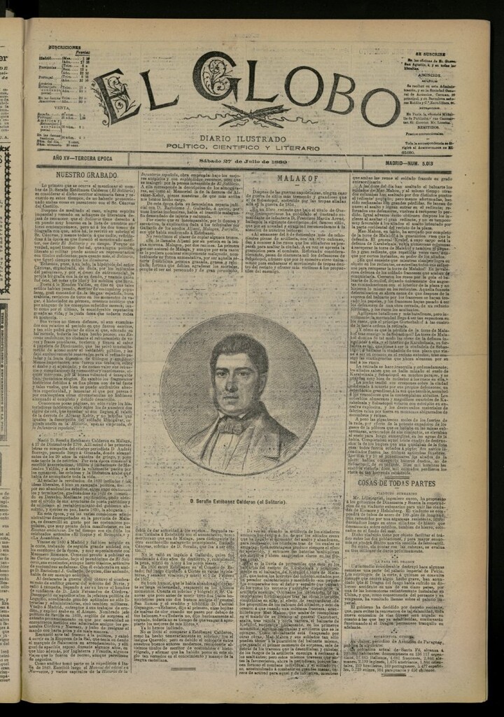 Miniatura de El Globo : diario ilustrado del 27 de julio de 1889, nº 5013