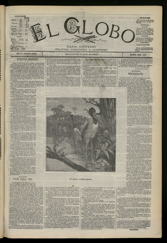 Miniatura de El Globo : diario ilustrado del 31 de julio de 1889, nº 5017