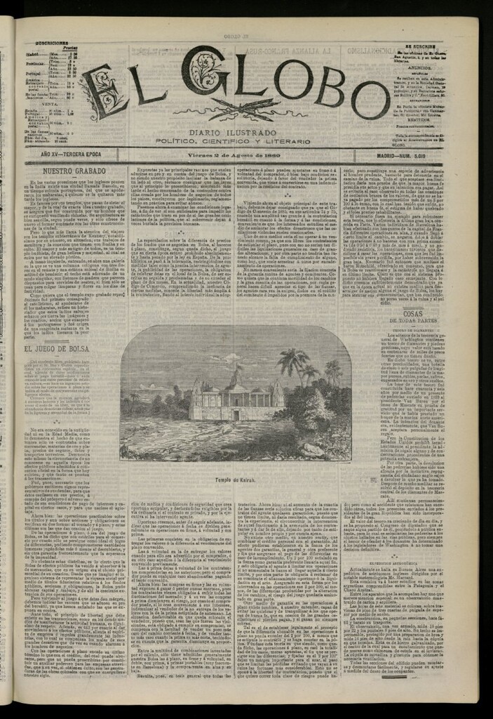 Miniatura de El Globo : diario ilustrado del 2 de agosto de 1889, nº 5019