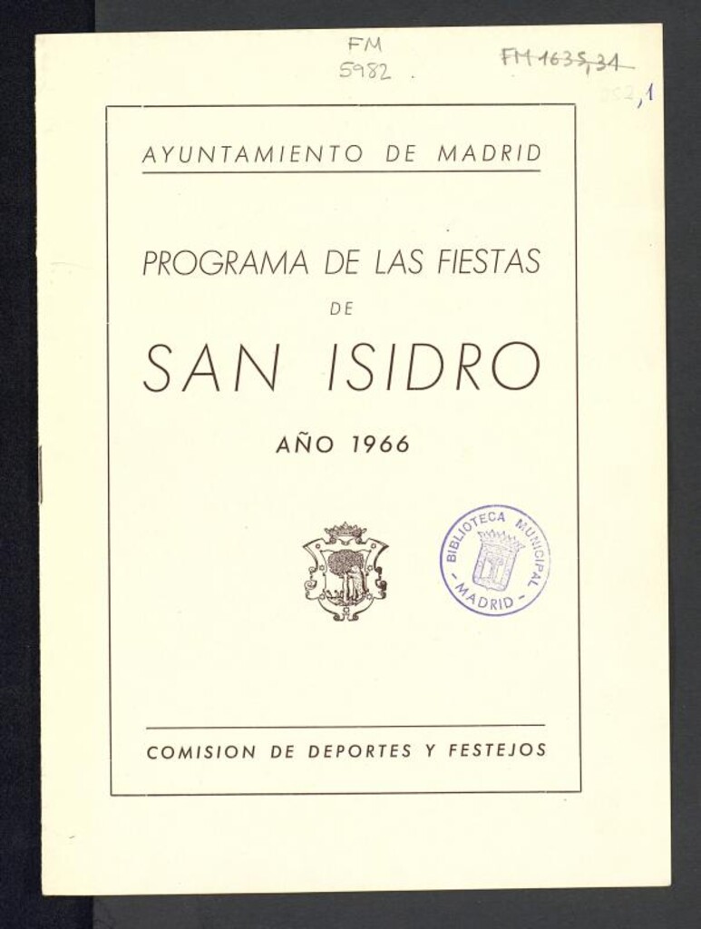 Miniatura de Programa de las Fiestas de San Isidro: año 1966