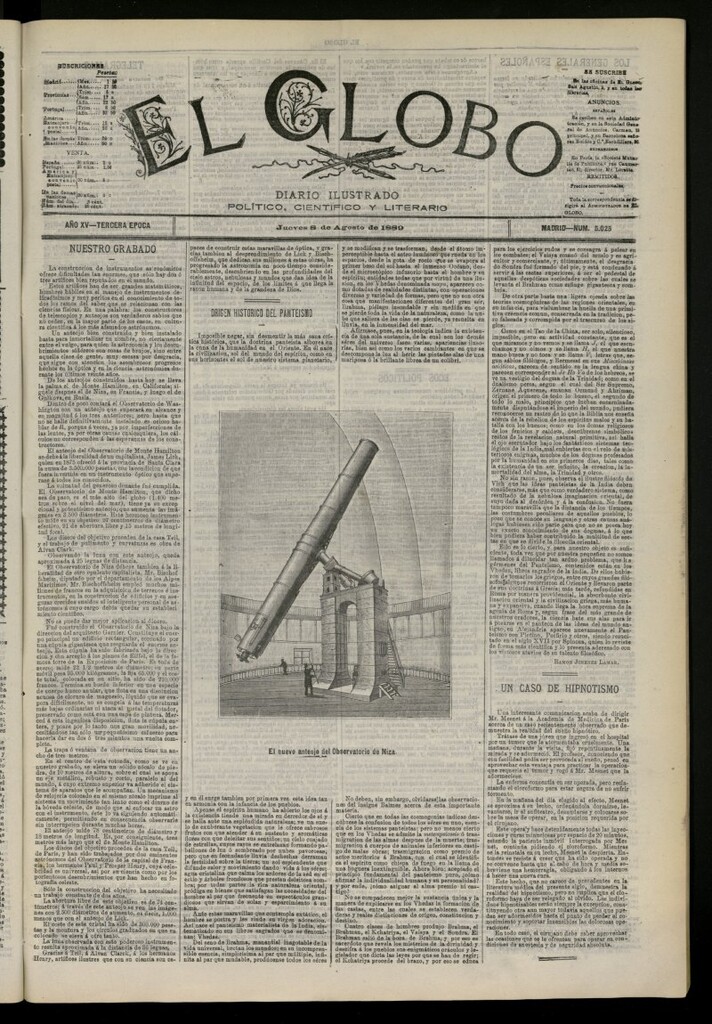 Miniatura de El Globo : diario ilustrado del 8 de agosto de 1889, nº 5025