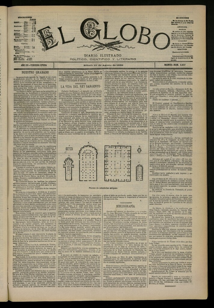 Miniatura de El Globo : diario ilustrado del 10 de agosto de 1889, nº 5027