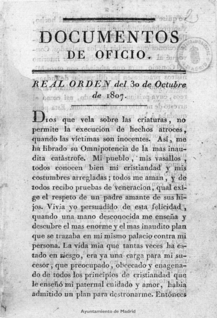 Miniatura de Documentos de oficio. Real orden del 30 de Octubre de 1830