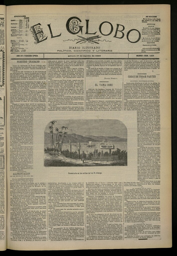 Miniatura de El Globo : diario ilustrado del 17 de agosto de 1889, nº 5034