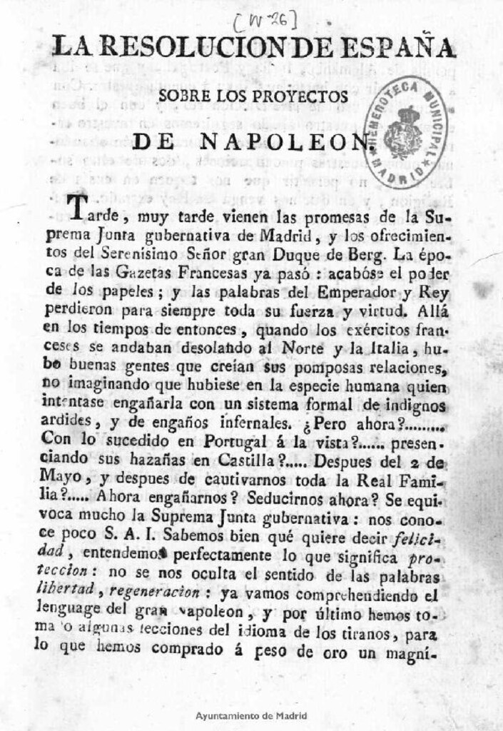 Miniatura de La resolución de España sobre los proyectos de Napoleon