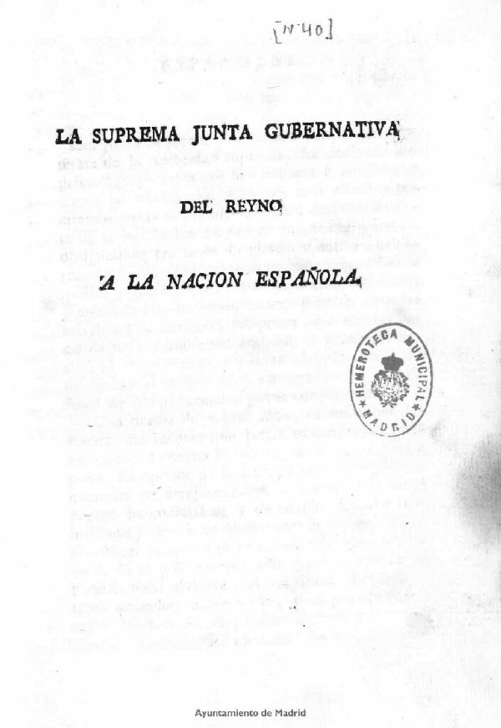 Miniatura de La Suprema Junta Gubernativa del Reyno a la Nacion Española