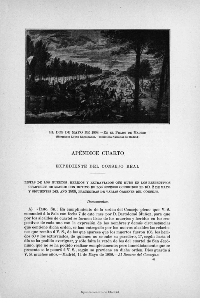 Miniatura de El dos de Mayo de 1808 en Madrid : relación histórica documentada : mandada publicar del orden del Conde de Peñalver y por acuerdo de la Comisión organizadora del primer centenario de su gloriosa efeméride / escrita por don Juan Pérez de Guzmán y Gallo