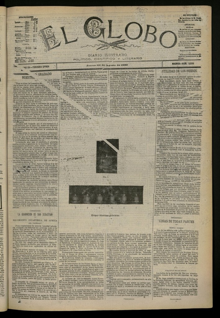 Miniatura de El Globo : diario ilustrado del 22 de agosto de 1889, nº 5039