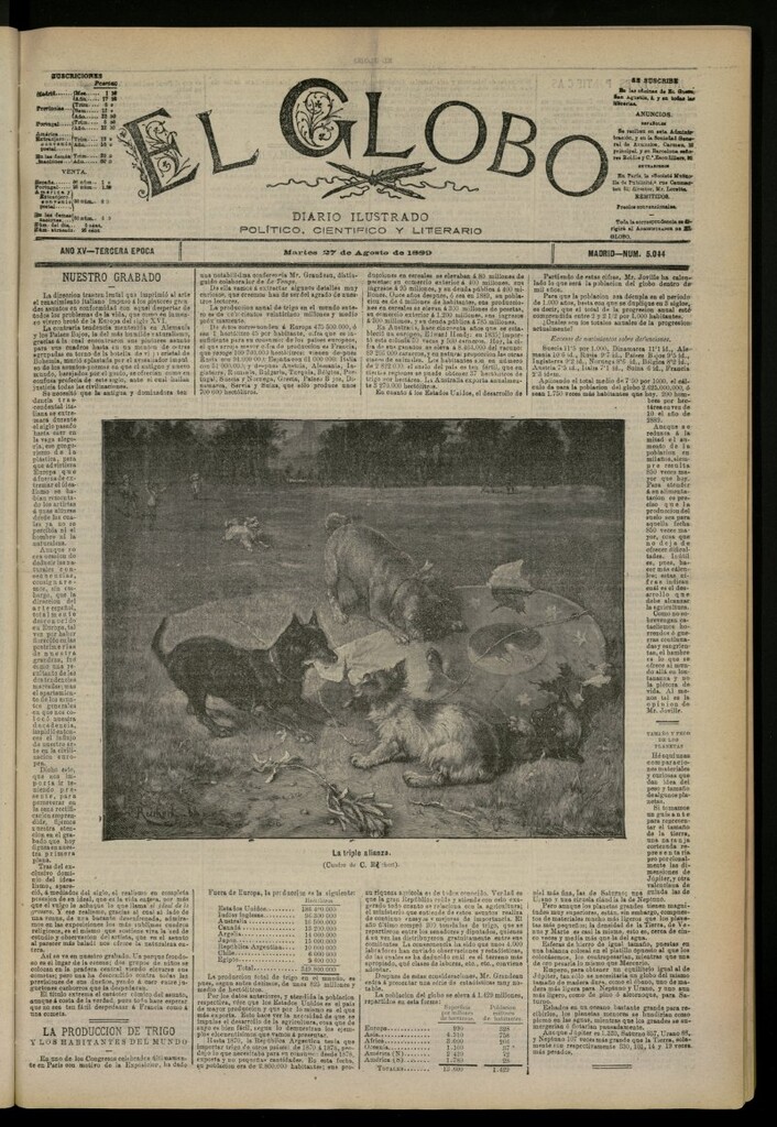 Miniatura de El Globo : diario ilustrado del 27 de agosto de 1889, nº 5044