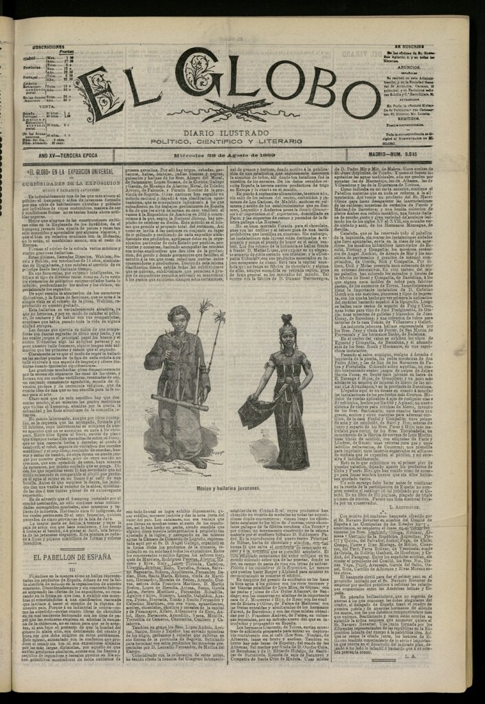 Miniatura de El Globo : diario ilustrado del 28 de agosto de 1889, nº 5045