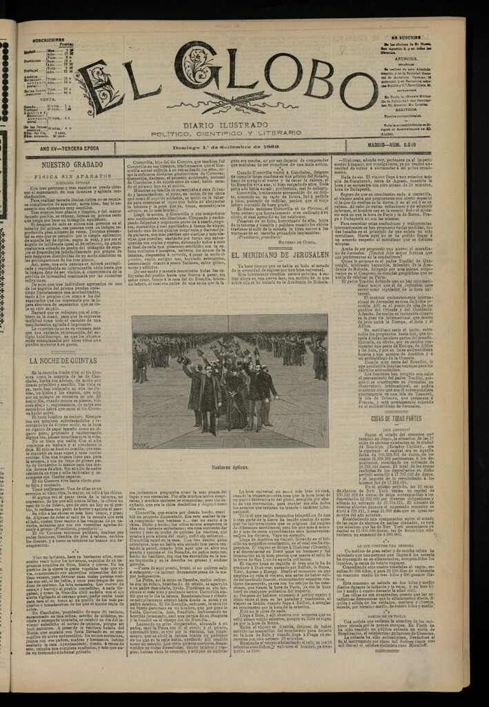 Miniatura de El Globo : diario ilustrado del 1 de septiembre de 1889, nº 5049