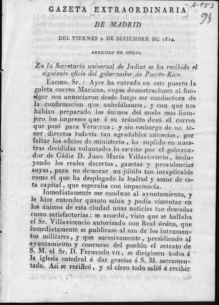 Miniatura de Gazeta de Madrid del viernes 2 de septiembre de 1814 (Palma de Mallorca)