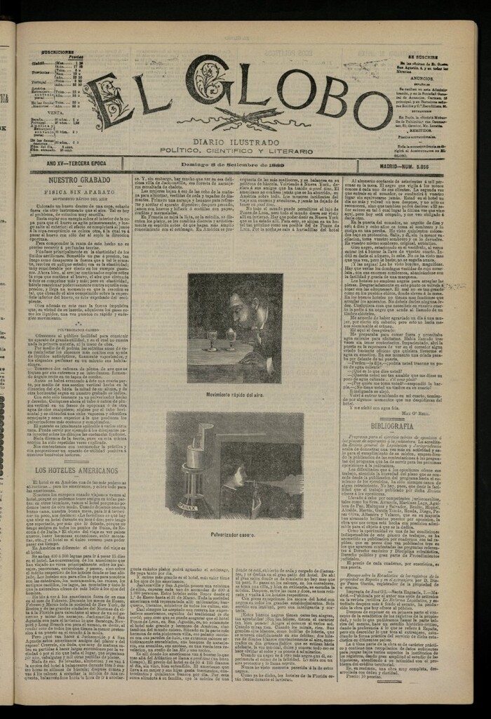 Miniatura de El Globo : diario ilustrado del 8 de septiembre de 1889, nº 5056