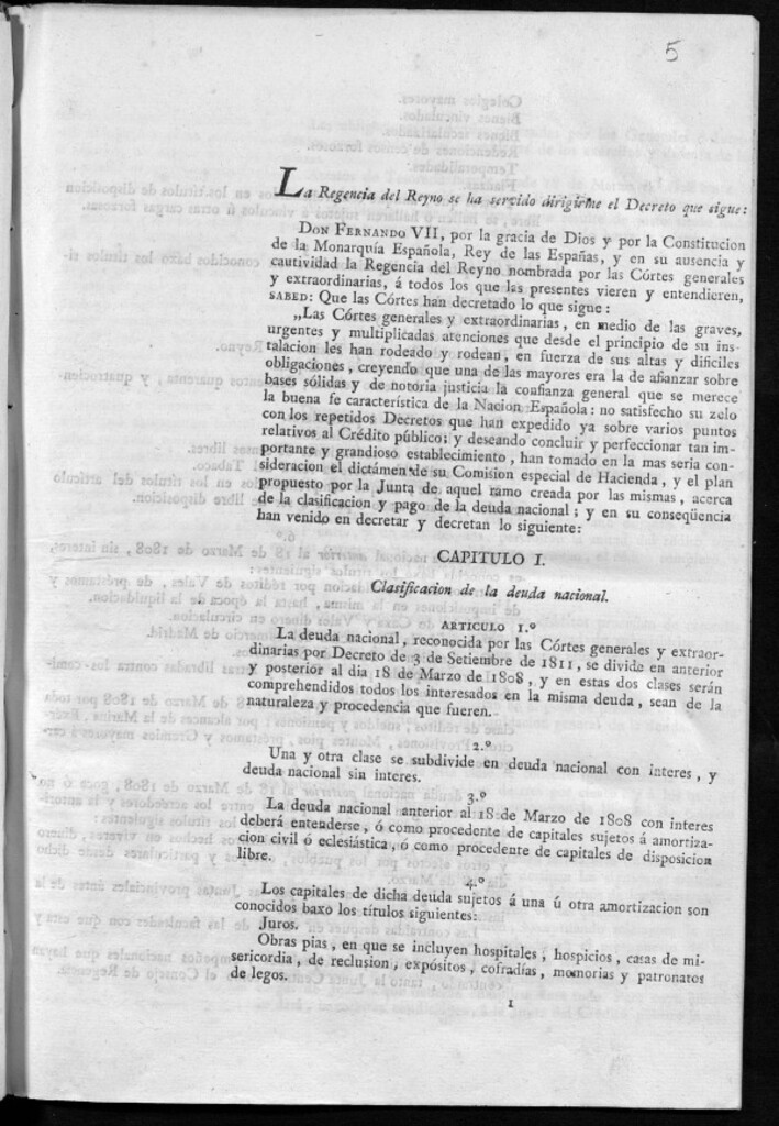 Miniatura de La Regencia del Reyno se ha servido dirigirme el decreto que sigue... El plan propuesto por la Junta de aquel ramo creada por las mismas, acerca de la clasificación y pago de la deuda nacional…
