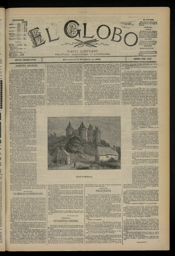 Miniatura de El Globo : diario ilustrado del 11 de septiembre de 1889, nº 5059