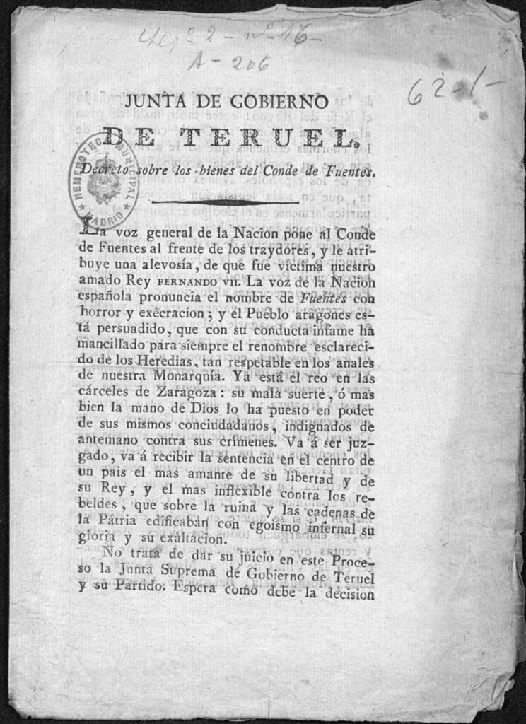 Miniatura de Decreto sobre los bienes del Conde de Fuentes