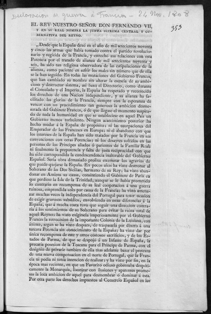 Miniatura de El Rey nuestro Señor Don Fernando VII y en su real nombre la Junta Suprema central y gubernativa del Reyno