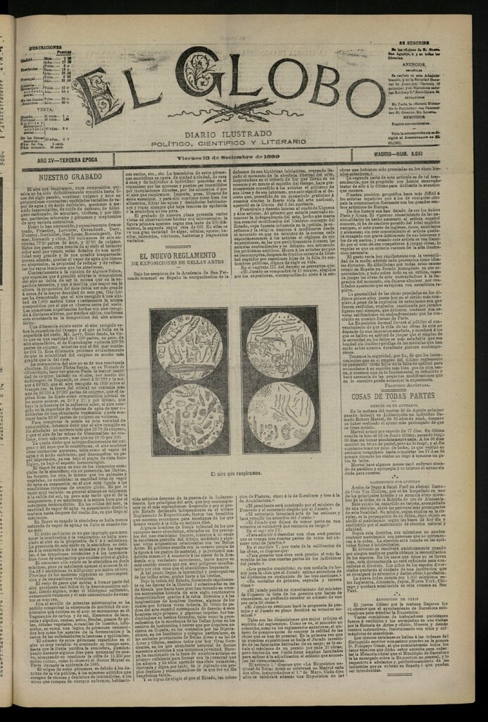 Miniatura de El Globo : diario ilustrado del 13 de septiembre de 1889, nº 5061