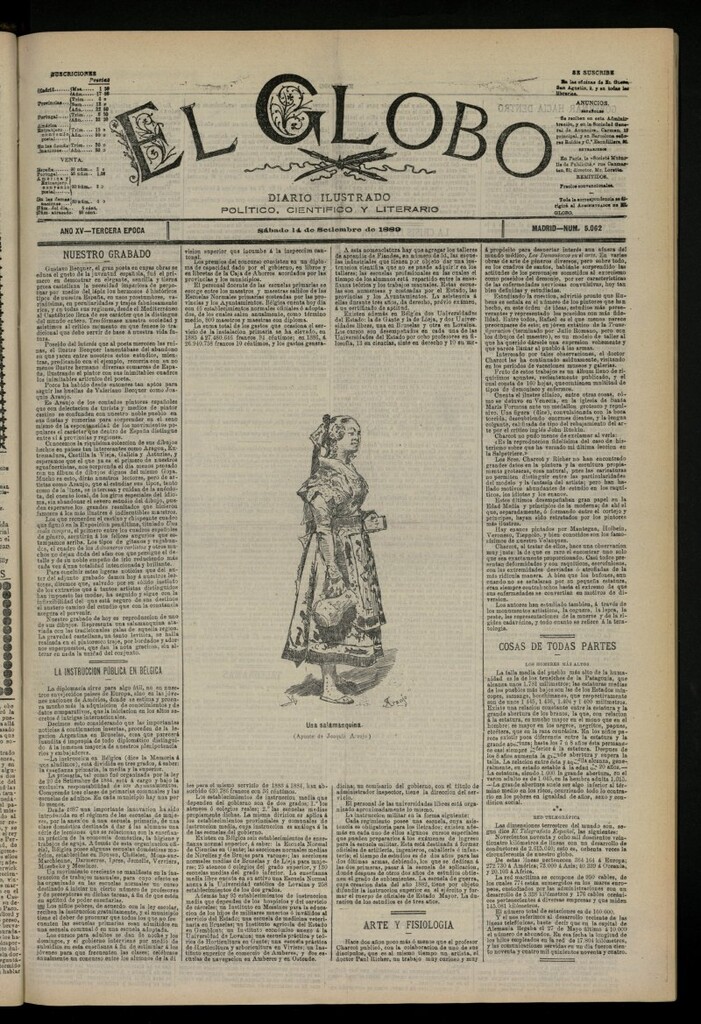 Miniatura de El Globo : diario ilustrado del 14 de septiembre de 1889, nº 5062