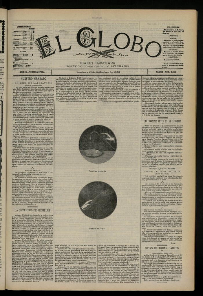 Miniatura de El Globo : diario ilustrado del 15 de septiembre de 1889, nº 5063