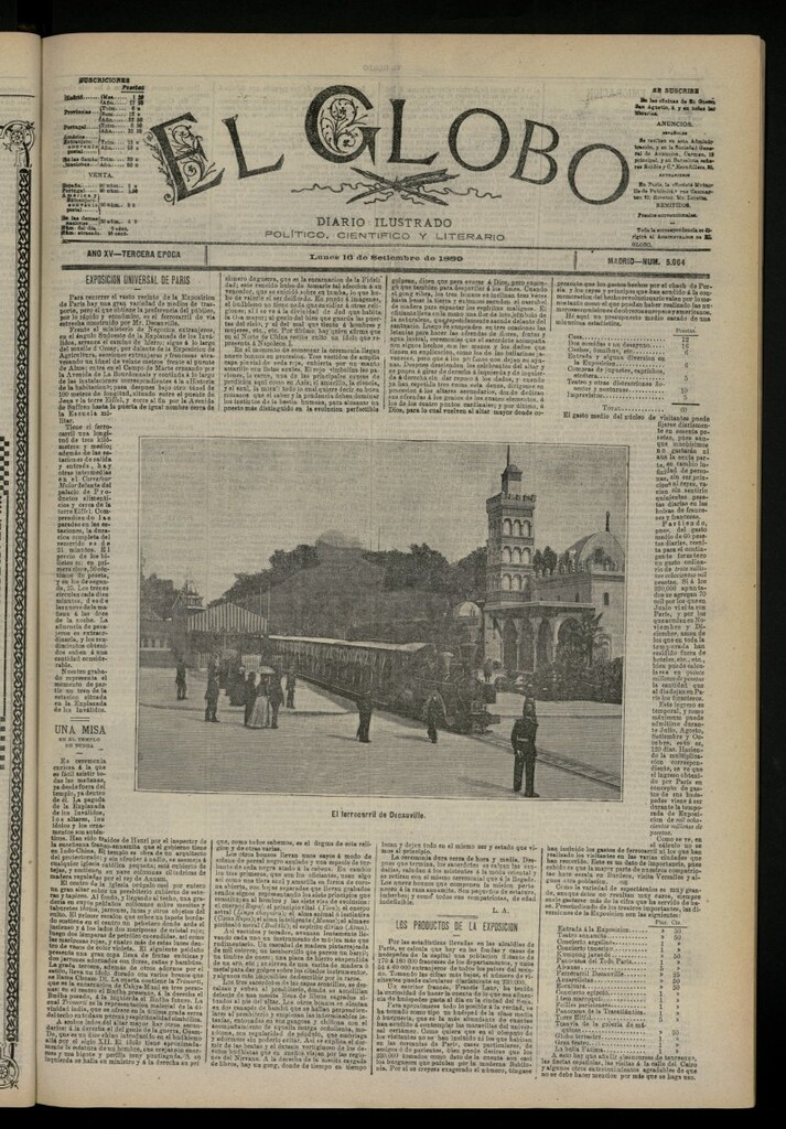 Miniatura de El Globo : diario ilustrado del 16 de septiembre de 1889, nº 5064