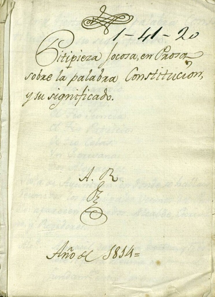 Miniatura de Pitipieza jocosa en prosa sobre la palabra Constitución y su significado