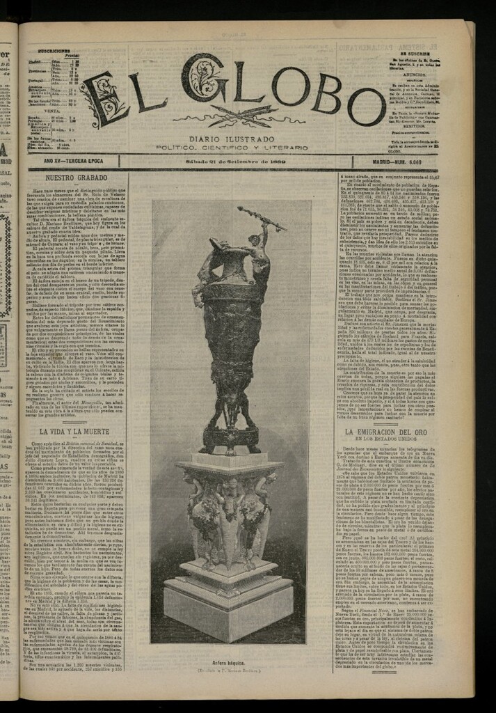 Miniatura de El Globo : diario ilustrado del 21 de septiembre de 1889, nº 5069