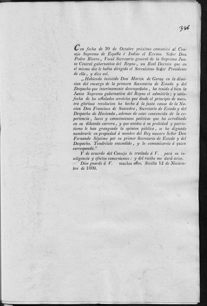 Miniatura de Con fecha de 30 de Octubre próximo comunicó al Consejo Supremo de España e Indias…
